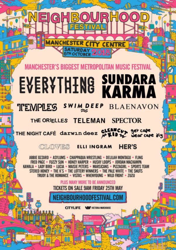 NEIGHBOURHOOD FESTIVAL 2018 Everything Everything - Sundara Karma - Temples Line Up Poster Print