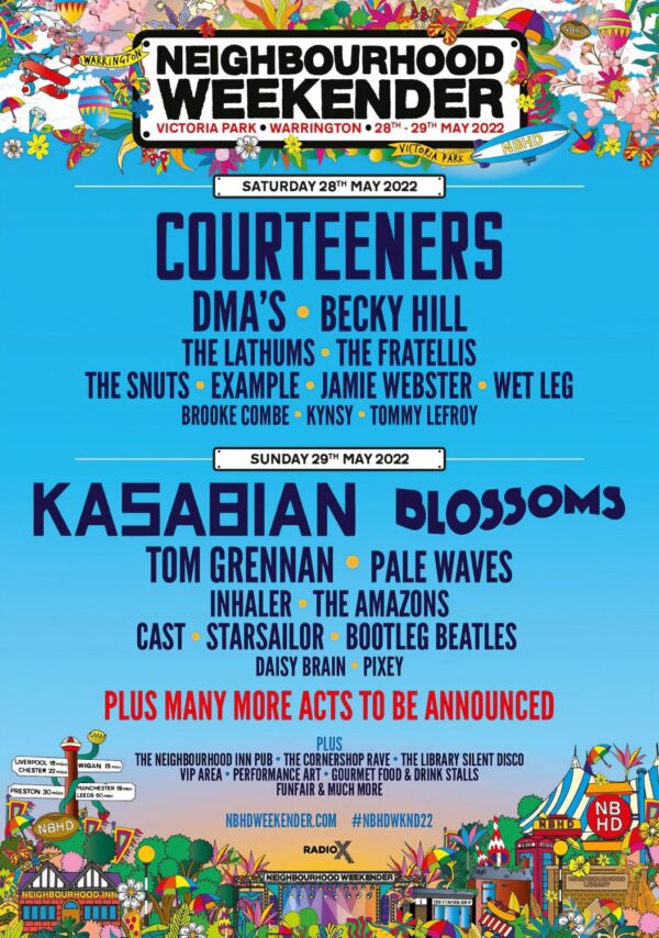 NEIGHBOURHOOD FESTIVAL 2022 Courteeners - Kasabian - Blossoms Line Up Poster Print