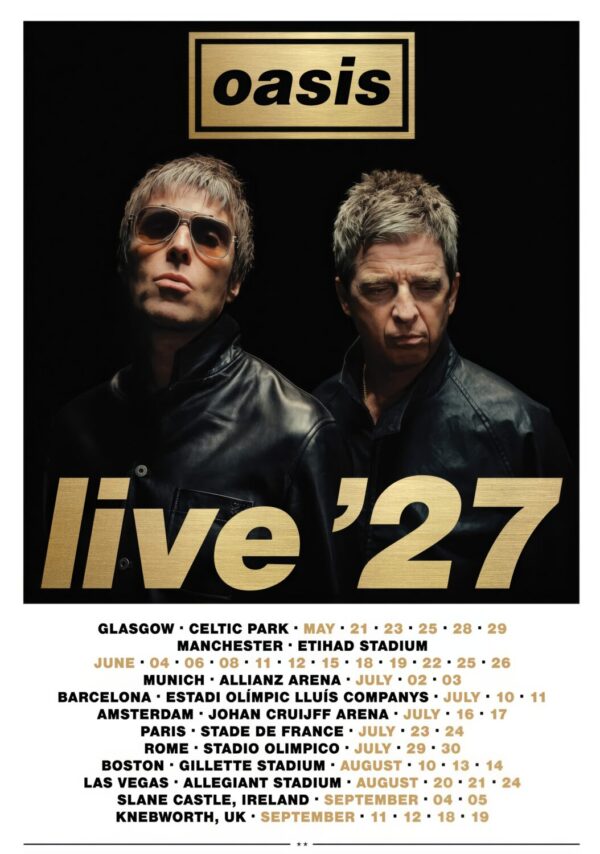 OASIS Live '27 World Tour 2027 Concert Poster Print
