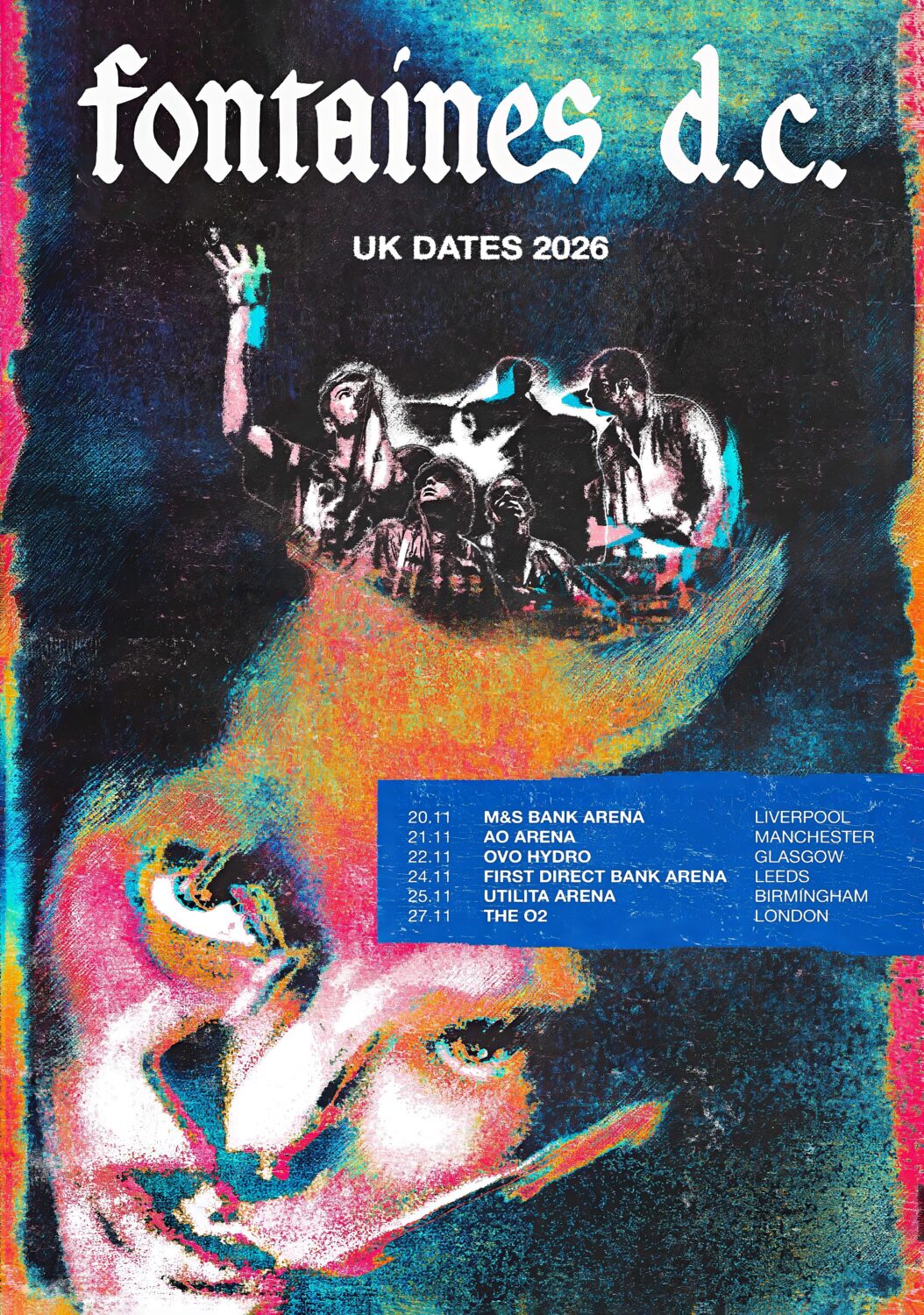 FONTAINES D.C. Dopamine Chamber 2026 UK Arena Tour Poster