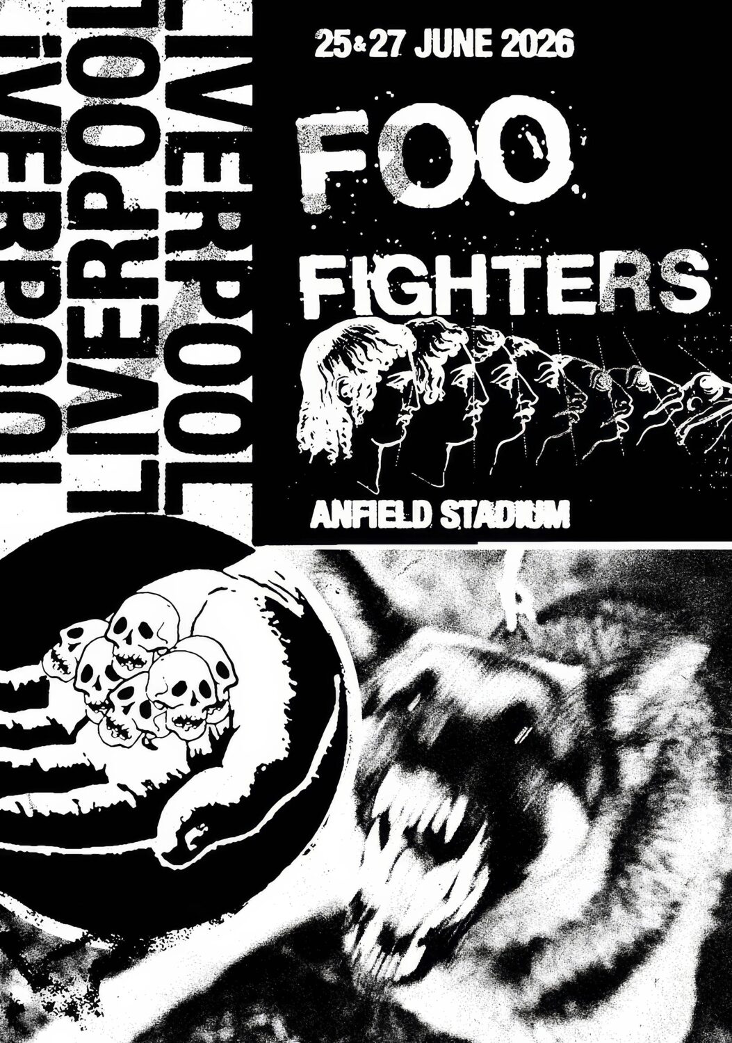 FOO FIGHTERS Take Cover 2026 Tour LIVERPOOL Anfield Stadium Poster