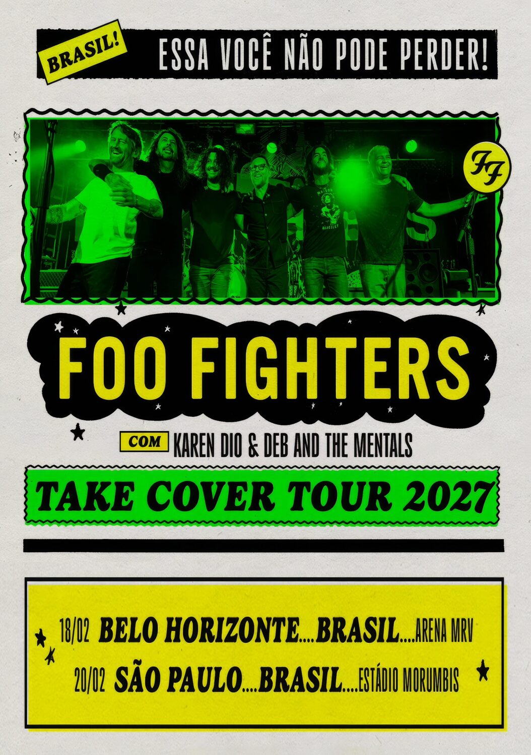 FOO FIGHTERS Take Cover 2027 Brazil Tour BELO HORIZONTE - SAO PAULO Poster