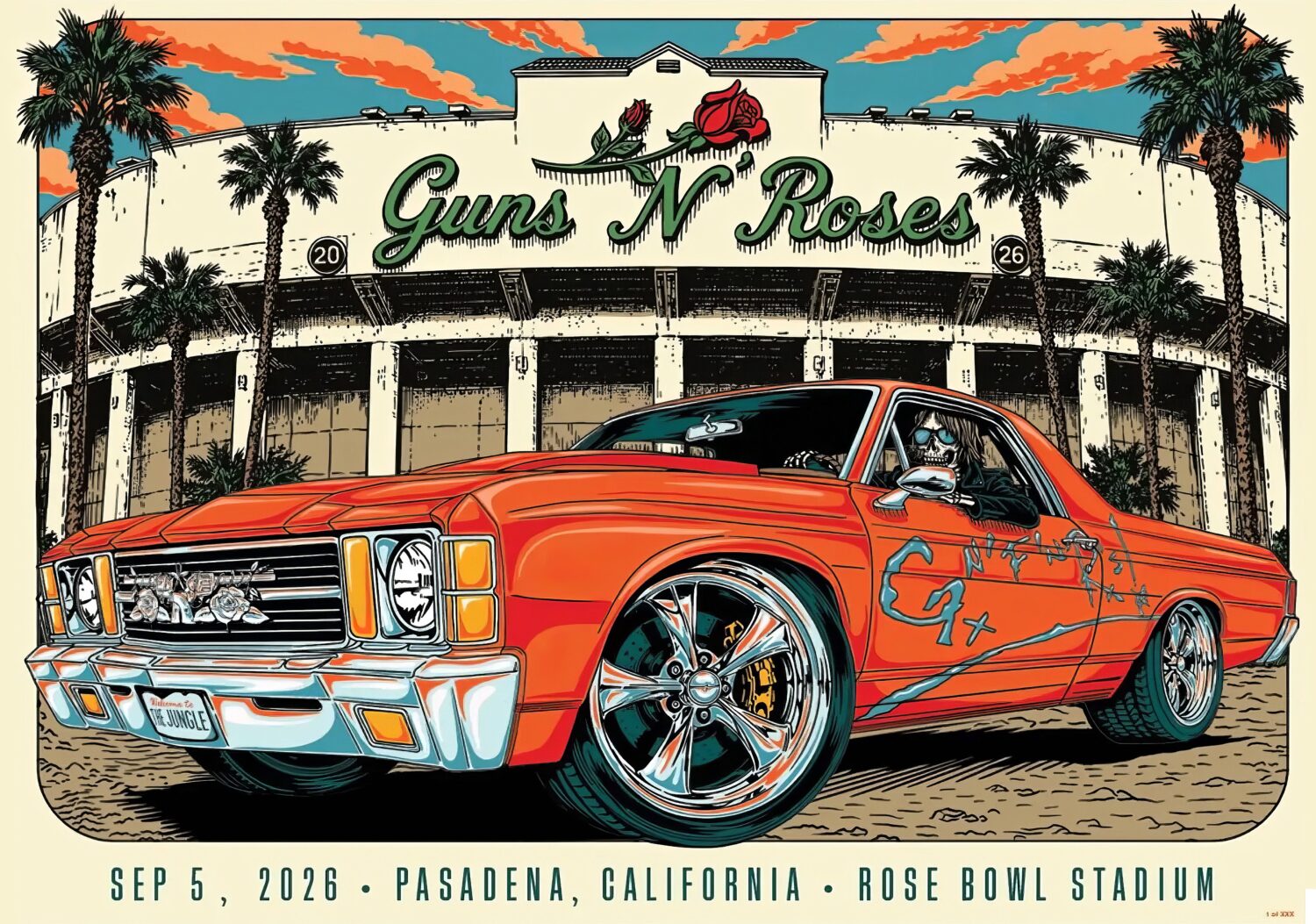 GUNS N ROSES World Tour 2026 Live PASADENA Rose Bowl - 5 September 2026 Poster Print