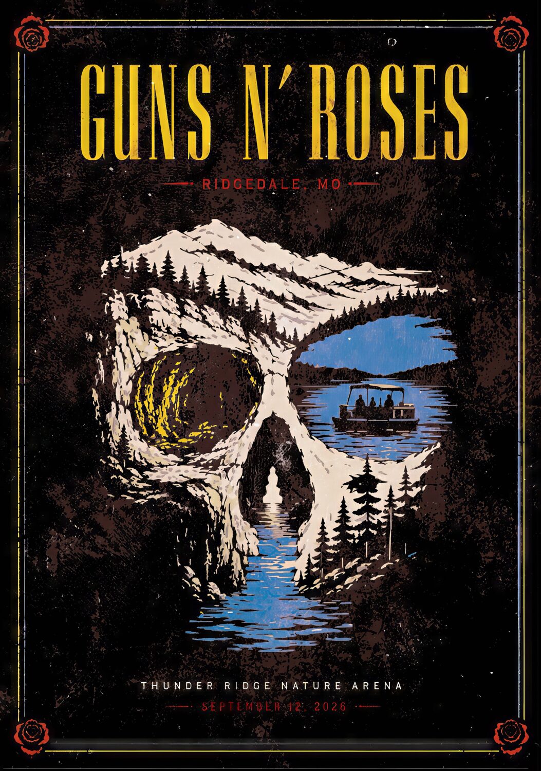 GUNS N ROSES World Tour 2026 Live RIDGEDALE Thunder Ridge Nature Arena - 12 September 2026 Poster Print
