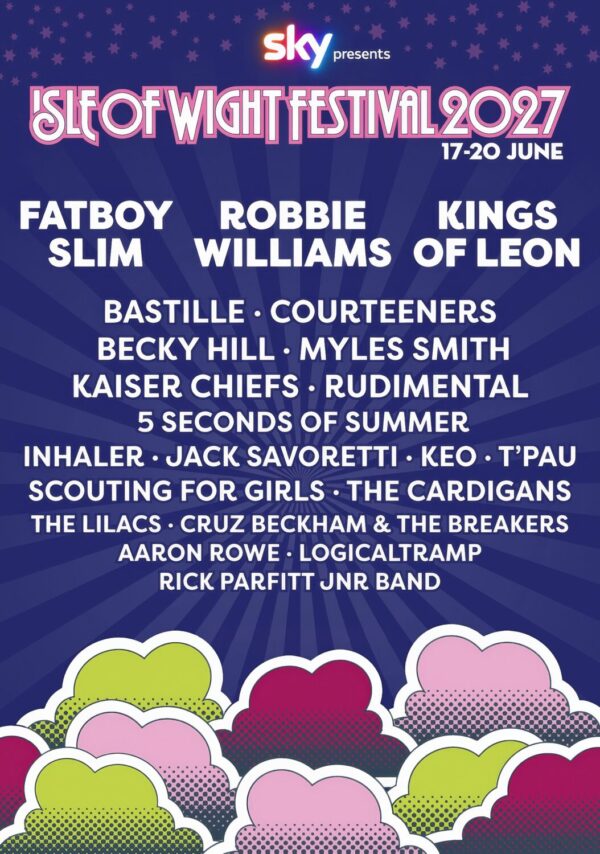ISLE OF WIGHT Festival 2027 Fatboy Slim - Robbie Williams - Kings Of Leon Line Up Tour Poster Print