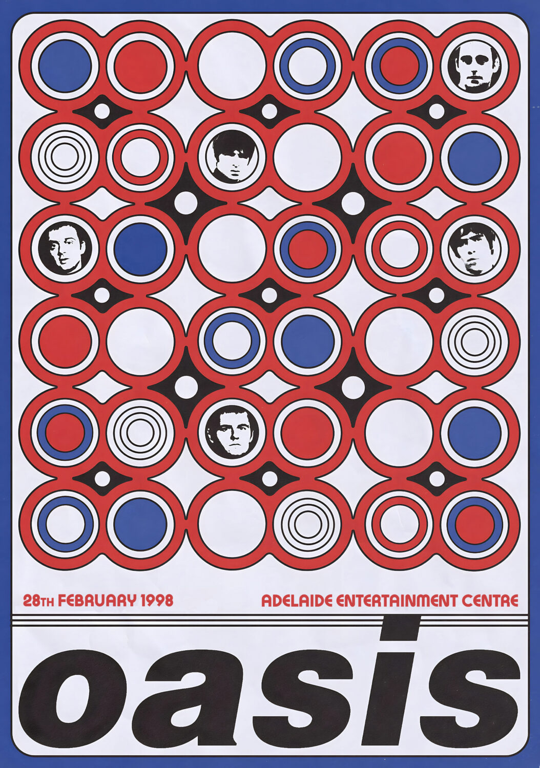OASIS Be Here Now 1998 Tour ADELAIDE Entertainment Centre Poster Print