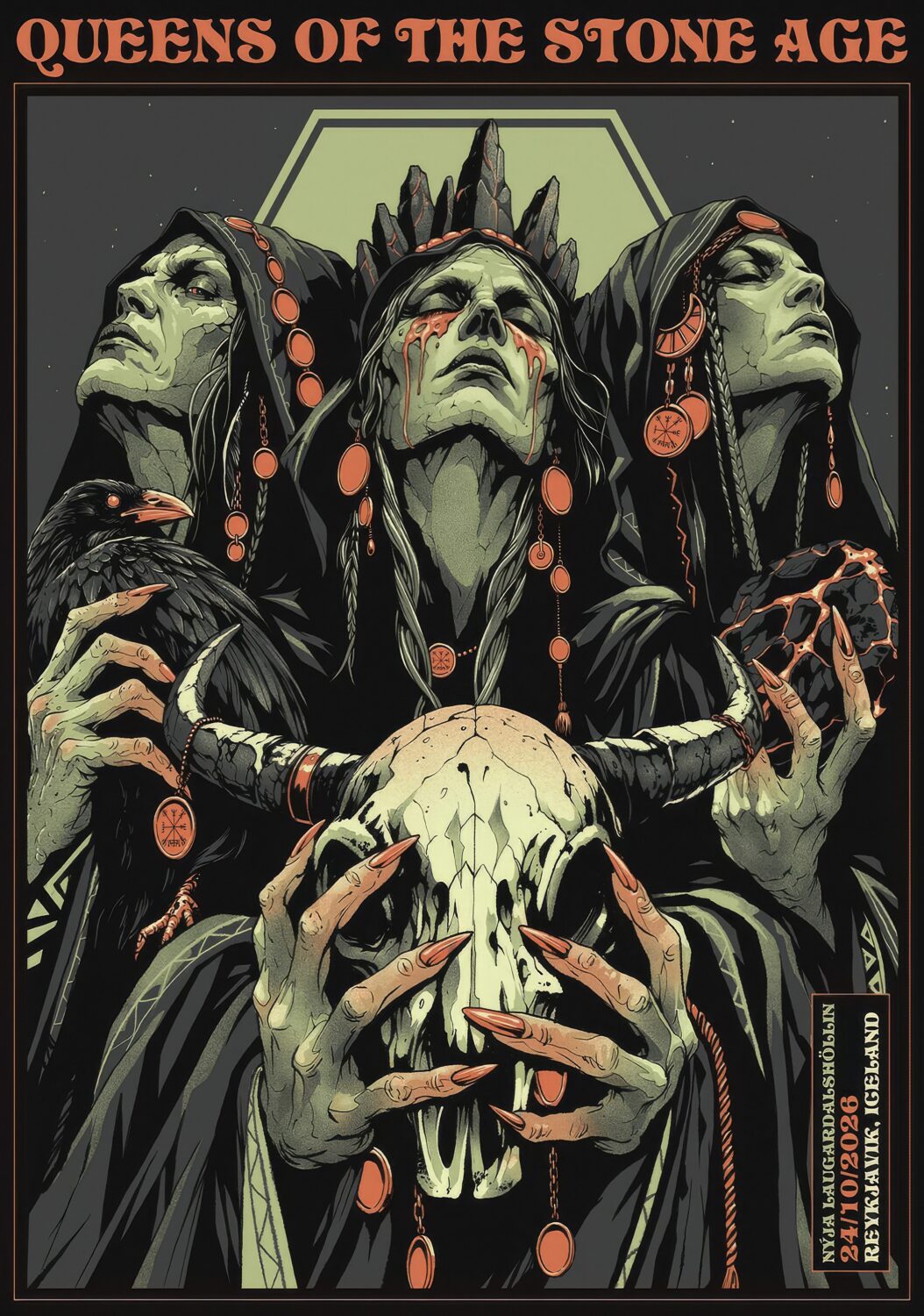 QUEENS OF THE STONE AGE Perfecth 2026 Tour REYKJAVÍK Laugardalshöll - 24 October 2026 Poster Print