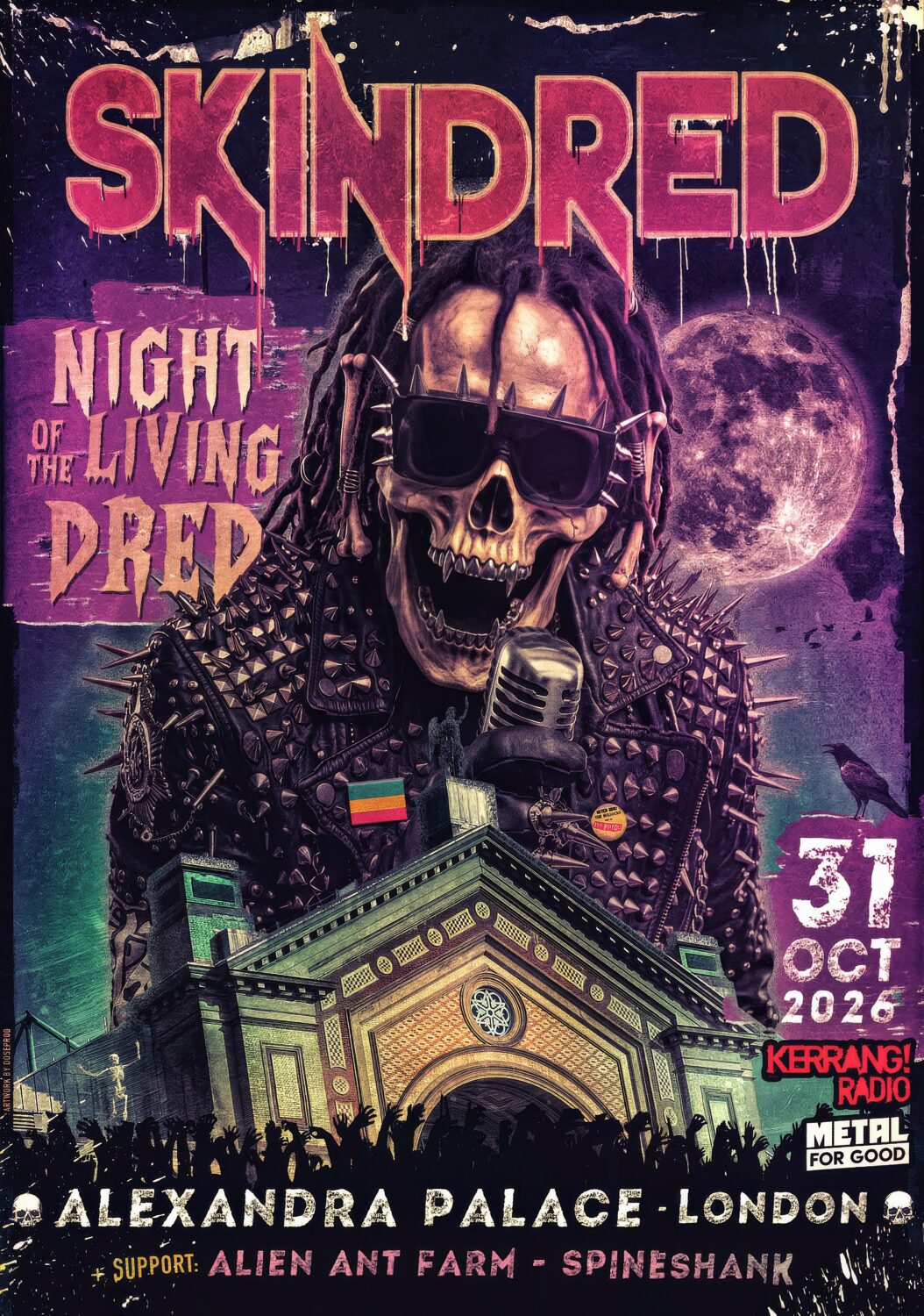 SKINDRED Night of The Living Dred 2026 LONDON Alexandra Place Tour Poster Print