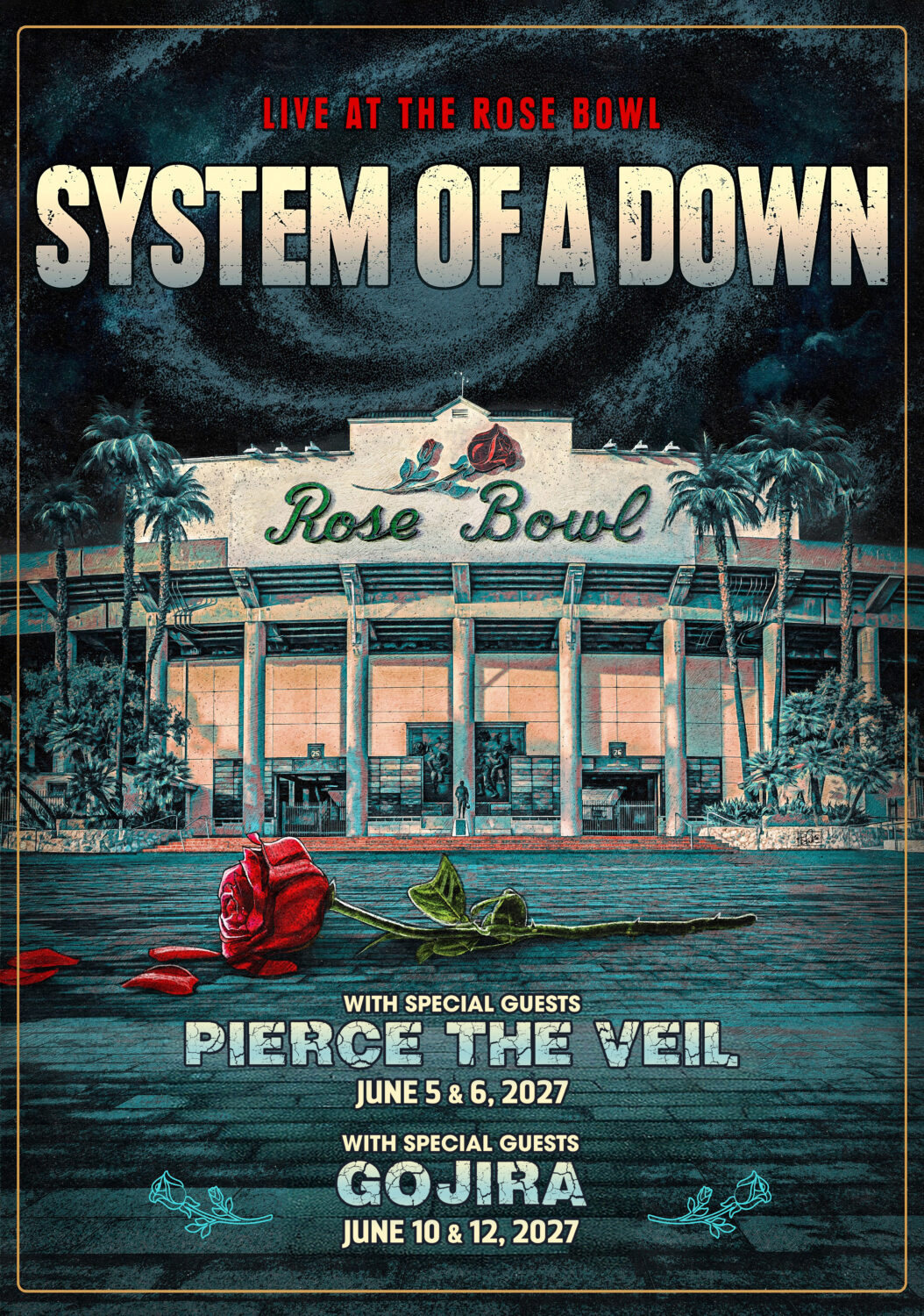 SYSTEM OF A DOWN Live 2027 Stadium Tour LOS ANGELES Rose Bowl Poster Print