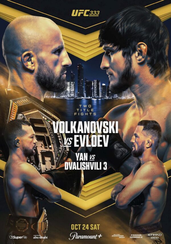 UFC 333 Alexander Volkanovski vs. Movsar Evloev 2026 Fight UFC Poster Print