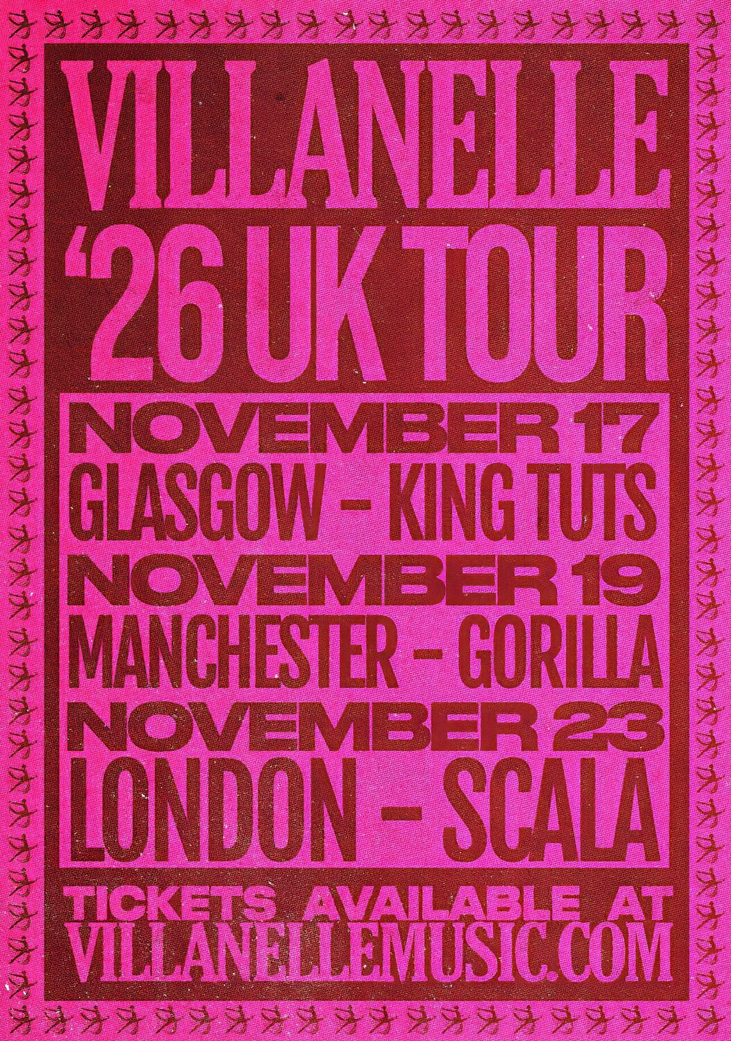 VILLANELLE Some Chew Lip 2026 UK Tour Poster Print