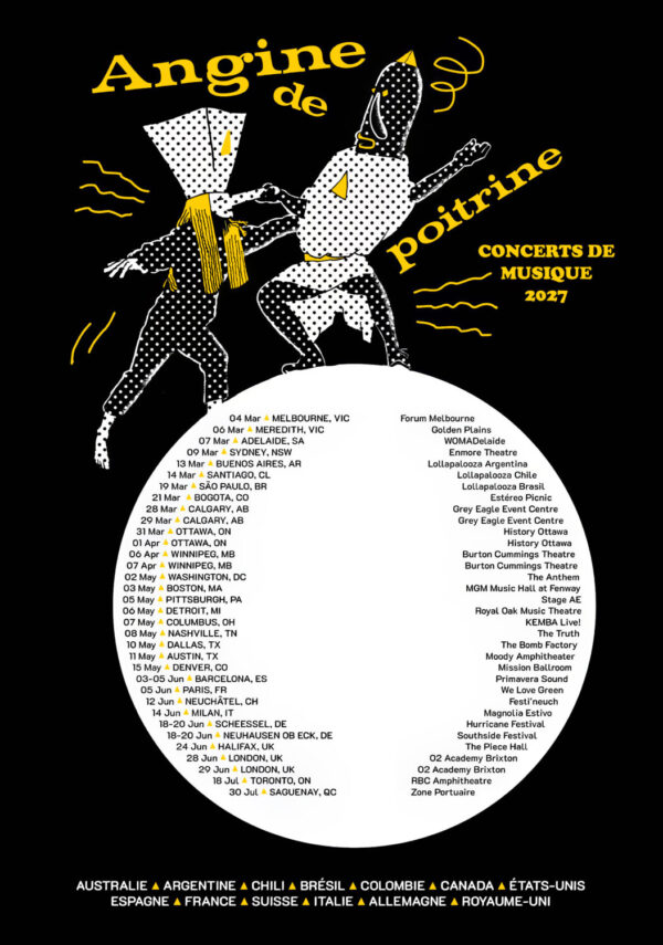 ANGINE DE POITRINE Concerts De Musique 2027 World Tour Poster Print