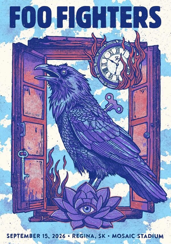 FOO FIGHTERS Take Cover 2026 Tour REGINA Mosaic Stadium at Taylor Field - 15 September 2026 Poster Print