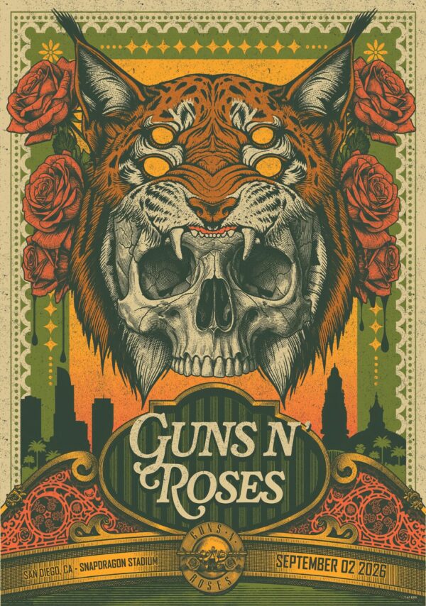 GUNS N ROSES World Tour 2026 Live SAN DIEGO Snapdragon Stadium - 2 September 2026 Poster Print