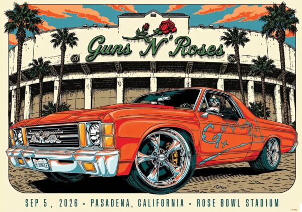 GUNS N ROSES World Tour 2026 Live PASADENA Rose Bowl - 5 September 2026 Poster Print