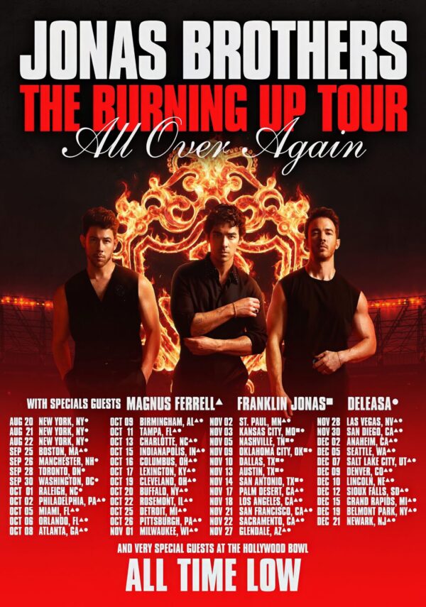 JONAS BROTHERS The Burning Up All Over Again Tour 2026 Poster