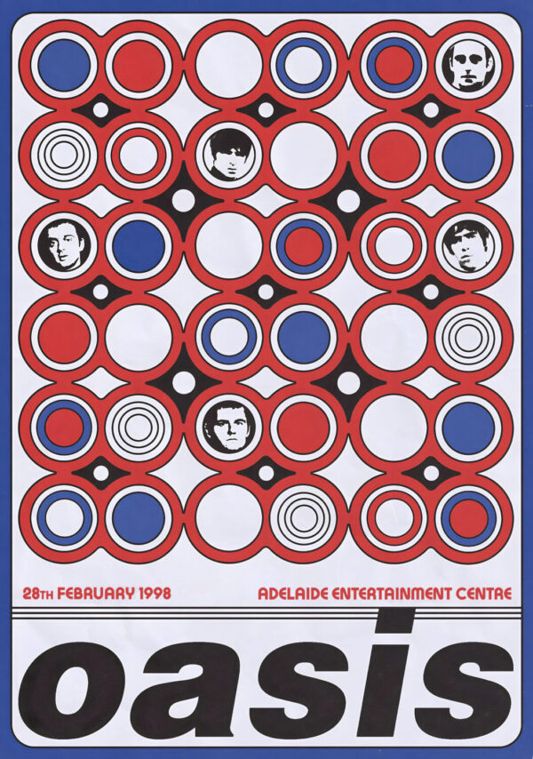 OASIS Be Here Now 1998 Tour ADELAIDE Entertainment Centre Poster Print