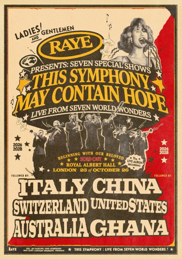 RAYE (singer) This Symphony May Contain Hope LONDON Royal Albert Hall 2026 Tour Poster Print