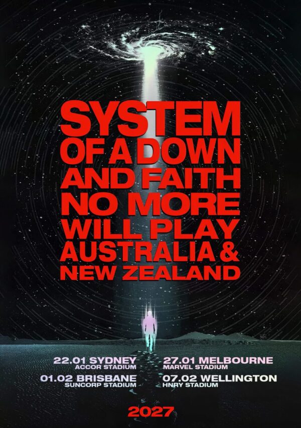 SYSTEM OF A DOWN - FAITH NO MORE Live Australia & New Zealand 2027 Tour Poster Print