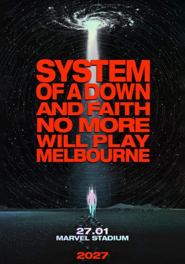 SYSTEM OF A DOWN - FAITH NO MORE Live 2027 Tour MELBOURNE Marvel Stadium Poster Print
