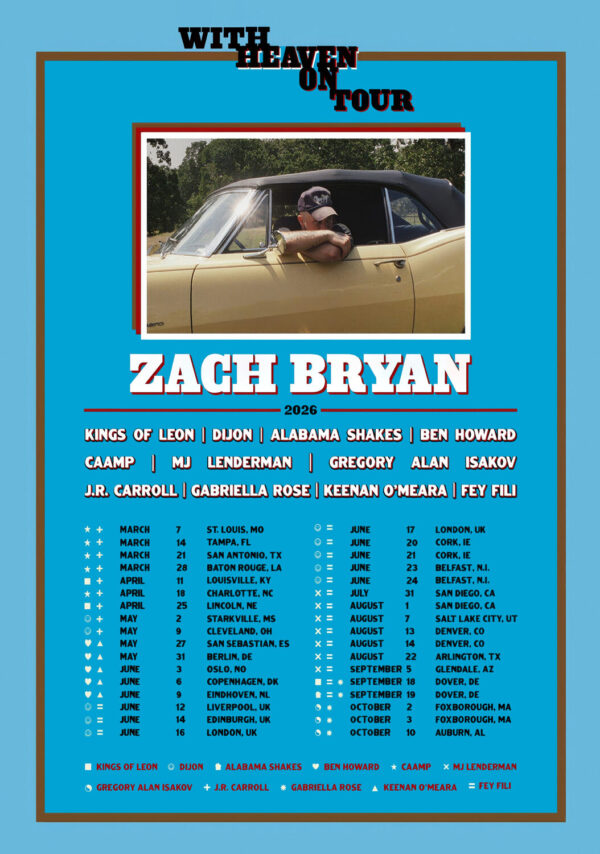 ZACH BRYAN With Heaven On 2026 World Tour Poster Print